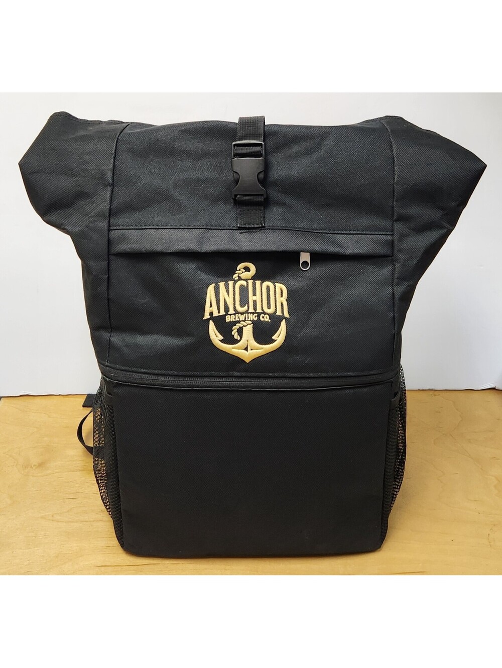 Anchor Brewing Co. Roll-Top Backpack Cooler Black Insulated Dual Compartment